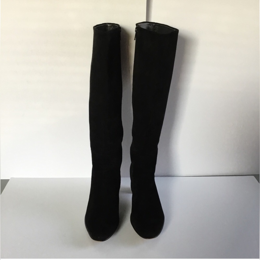 GRAVATI LONG SUEDE ZIPPER WOODEN HEEL BOOTS SIZE 8-M NO BOX NO DUST BAG